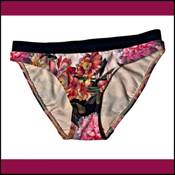 TED BAKER ADRIF BLACK PINK FLORAL BIKINI BOTTOMS - Picture 5 of 8